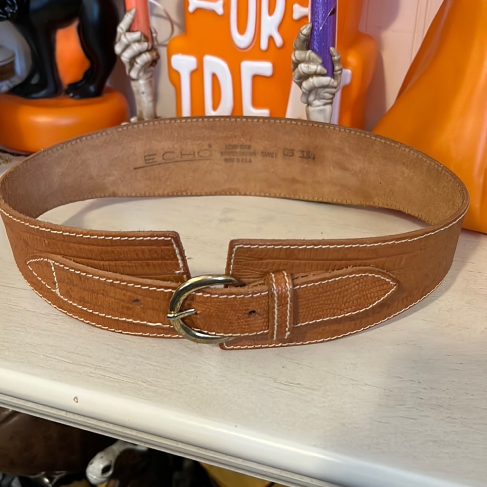 Vintage Lizard print leather’80’s Echo ladies wide belt small